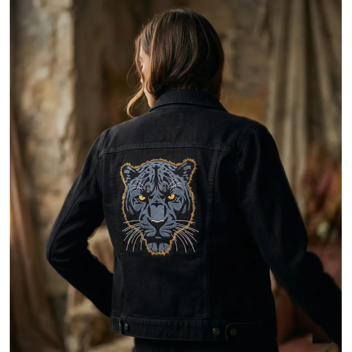 Dark Blue Panther Embroidery Design - Unique & Stylish