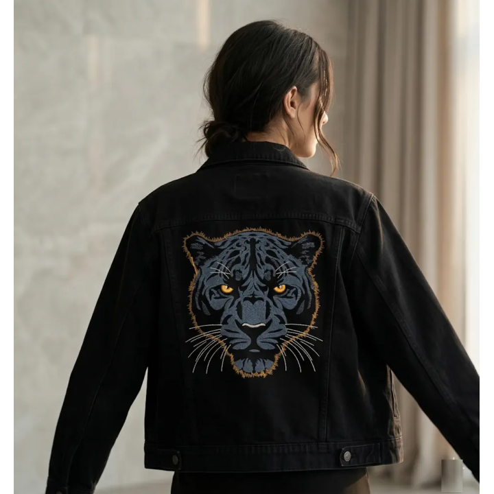 Dark Blue Panther Embroidery Design - Unique & Stylish