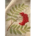 Closeup of ripe mountain ash embroidery design showcasing vibrant colors and intricate details for summer projects.