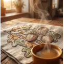 Acorns fall colors embroidery design showcasing autumn hues, perfect for seasonal projects like tote bags or pillows.