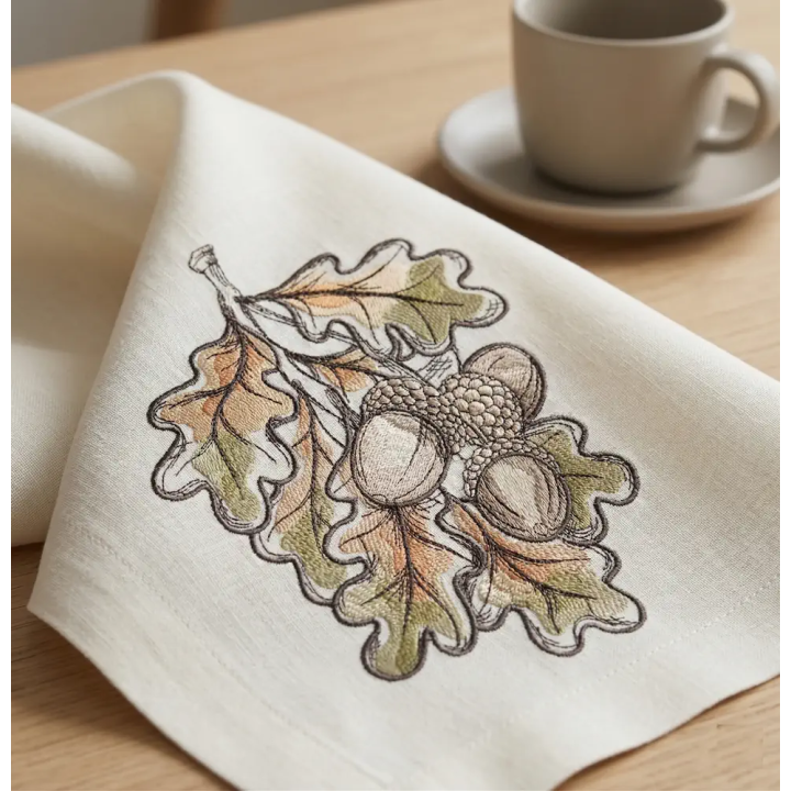 Acorns Fall Colors Embroidery Design for Cozy Projects
