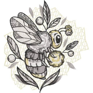 Bee carries honey embroidery design - Embroidery Design