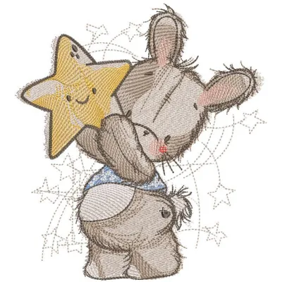 Bunny with a star free embroidery design