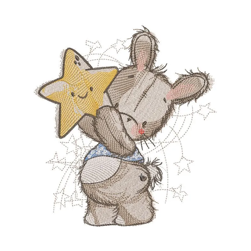 Bunny with a star free embroidery design