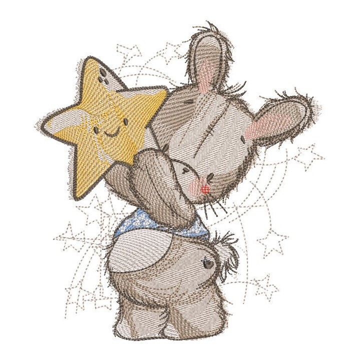 Bunny with a star free embroidery design