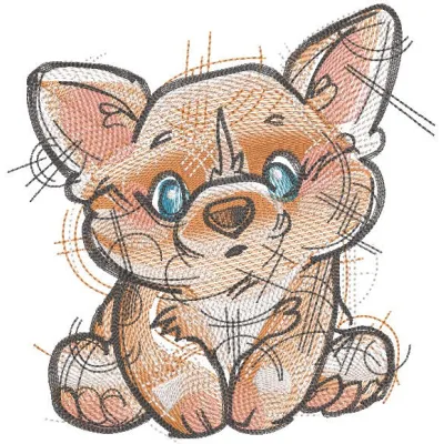 Corgi sketch free embroidery design