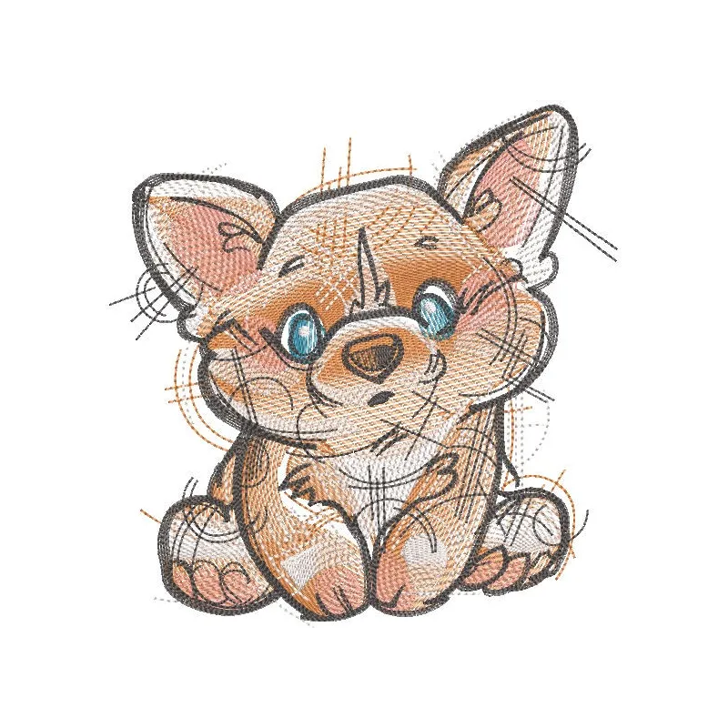 Corgi sketch free embroidery design