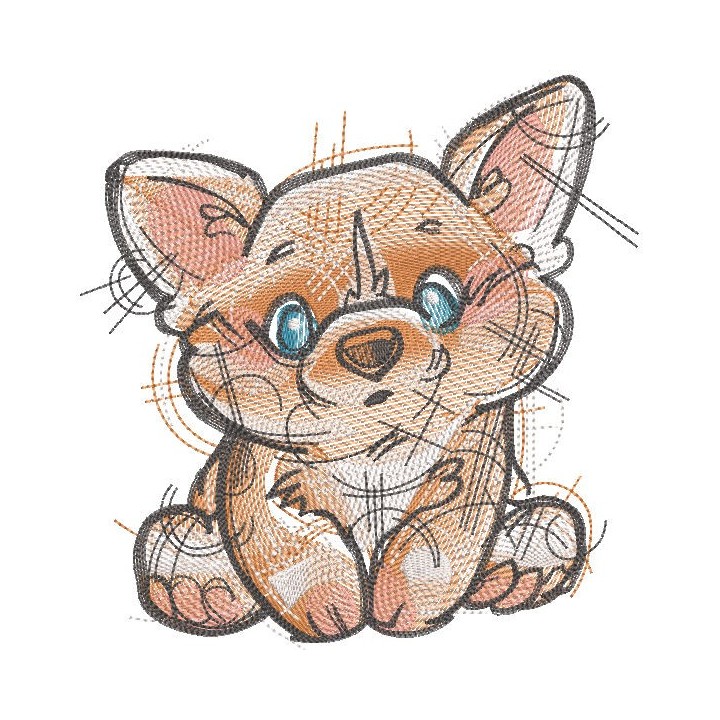 Corgi sketch free embroidery design