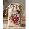 Cute Puppy Big Flower Embroidery Design - Dog Motif
