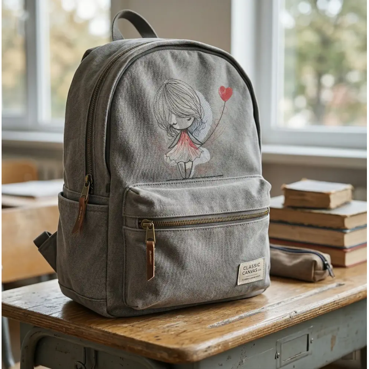 Girl and a heart balloon free embroidery design