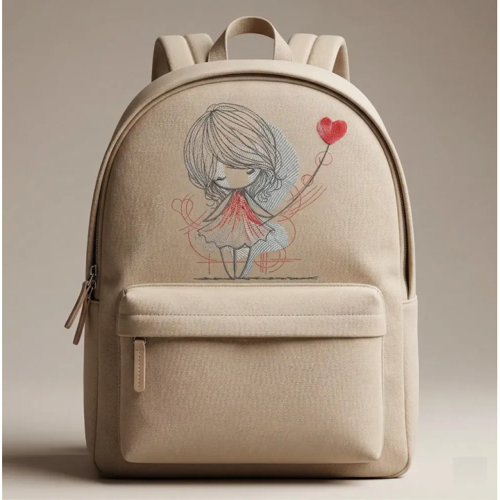 Girl and a heart balloon fre