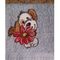 Cute Puppy Big Flower Embroidery Design - Dog Motif