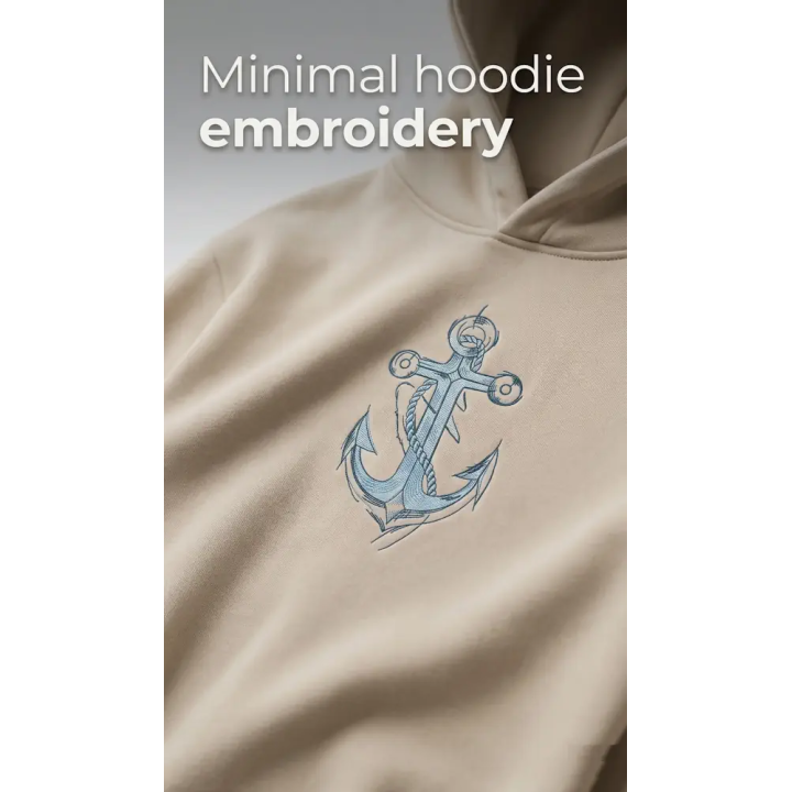 Anchor Sketch Tattered Embroidery Design - Nautical Art