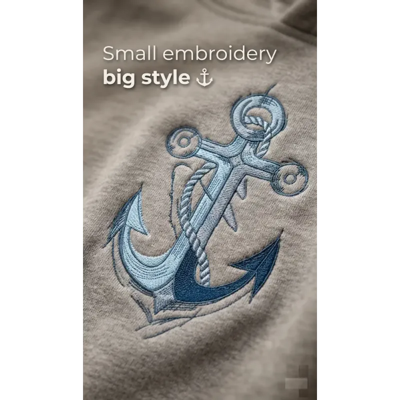 Preview of the Anchor sketch tattered embroidery design, showcasing a nautical theme for stitching on various items.