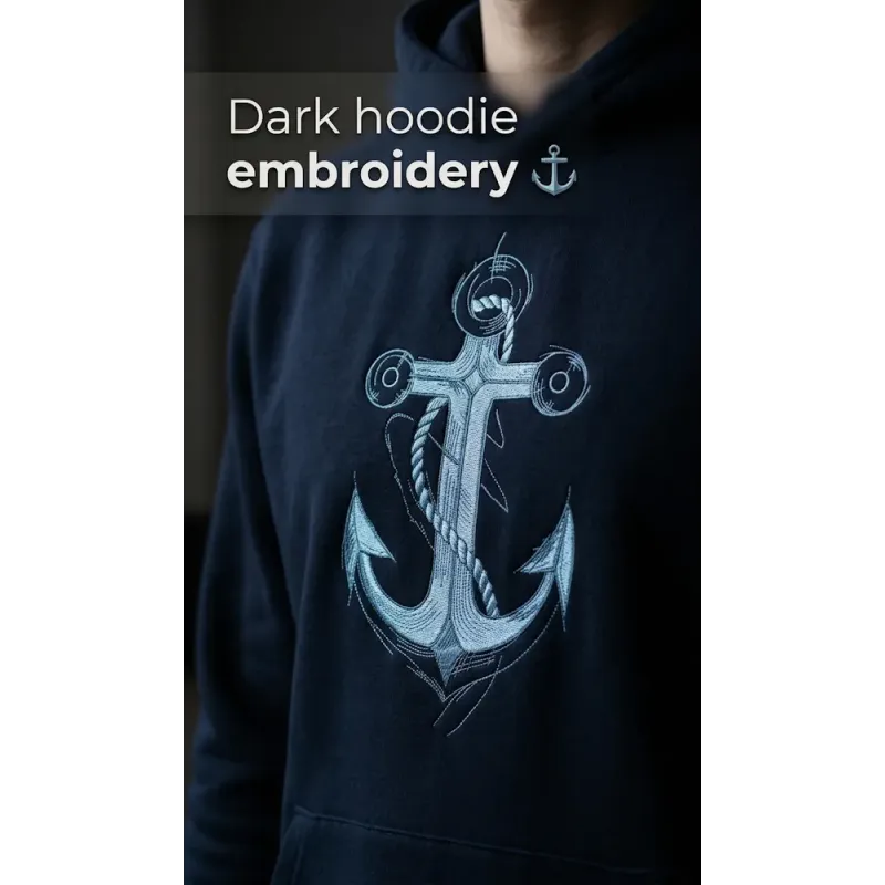 Anchor Sketch Tattered Embroidery Design - Nautical Art