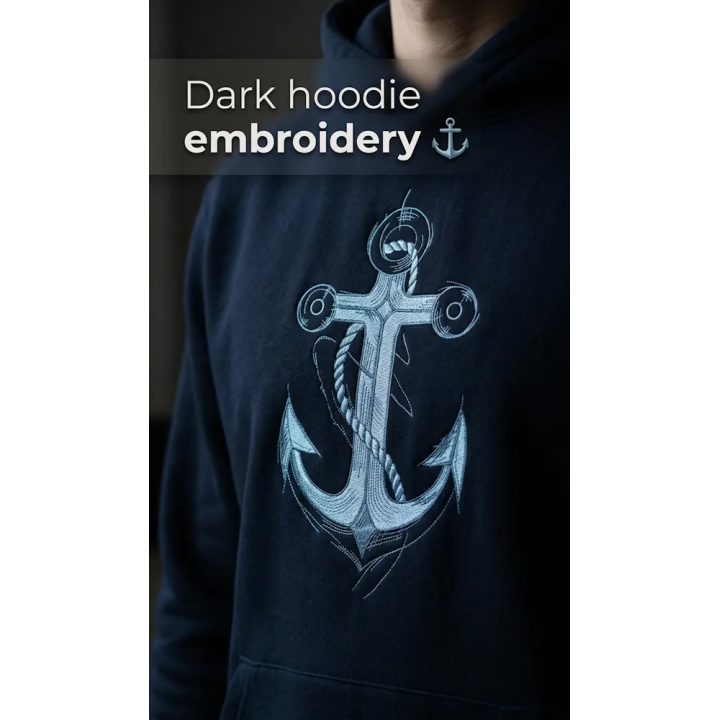 Anchor Sketch Tattered Embroidery Design - Nautical Art