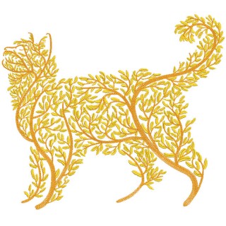Cat in golden leaves embroidery design - Embroidery Design