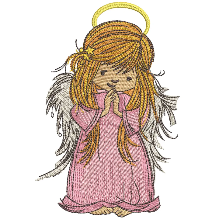 Preview of the Praying Angel 2 embroidery design, showcasing a serene angelic motif for various fabric projects