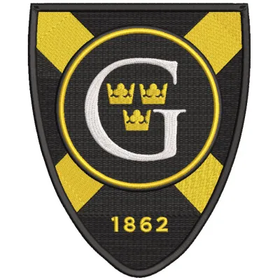 Gustavus Adolphus College shield logo embroidery design featuring the college's emblem in vibrant colors.