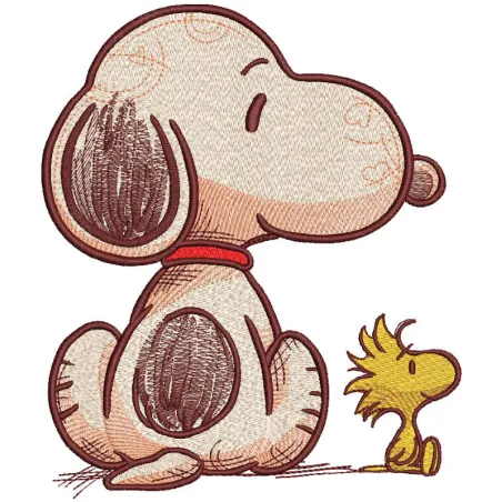 Snoopy Woodstock are friends forever embroidery design