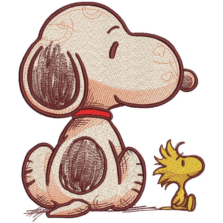 Snoopy Woodstock are friends forever embroidery design