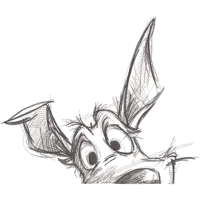 Dog ears stick out embroidery design