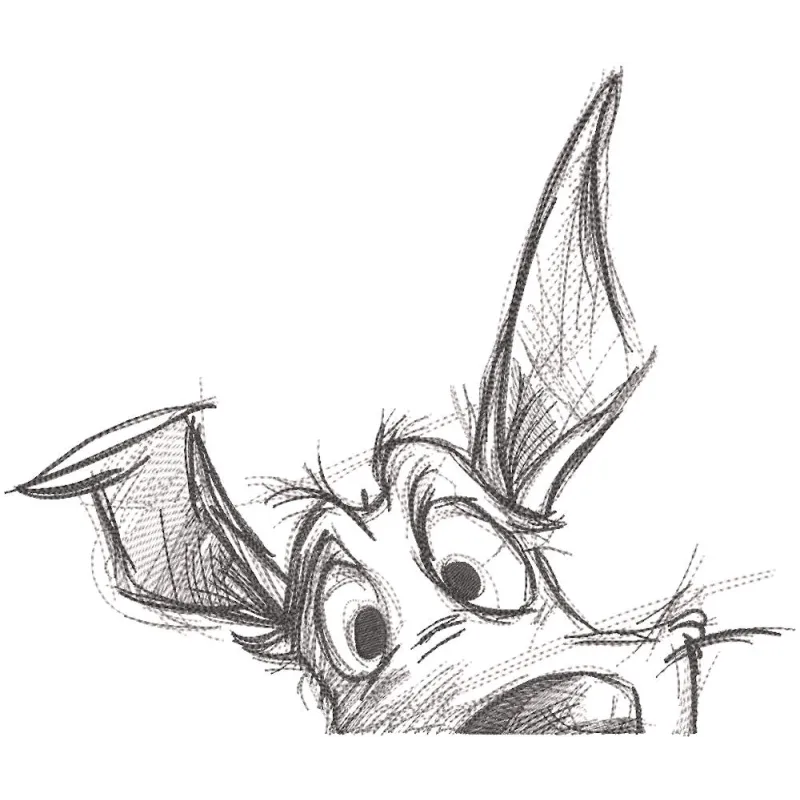 Dog ears stick out embroidery design