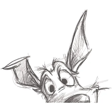 Dog ears stick out embroidery design