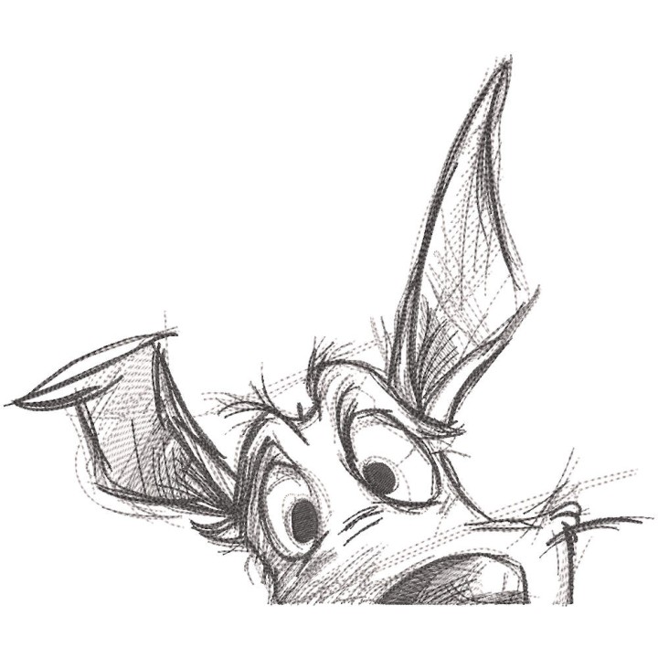 Dog ears stick out embroidery design