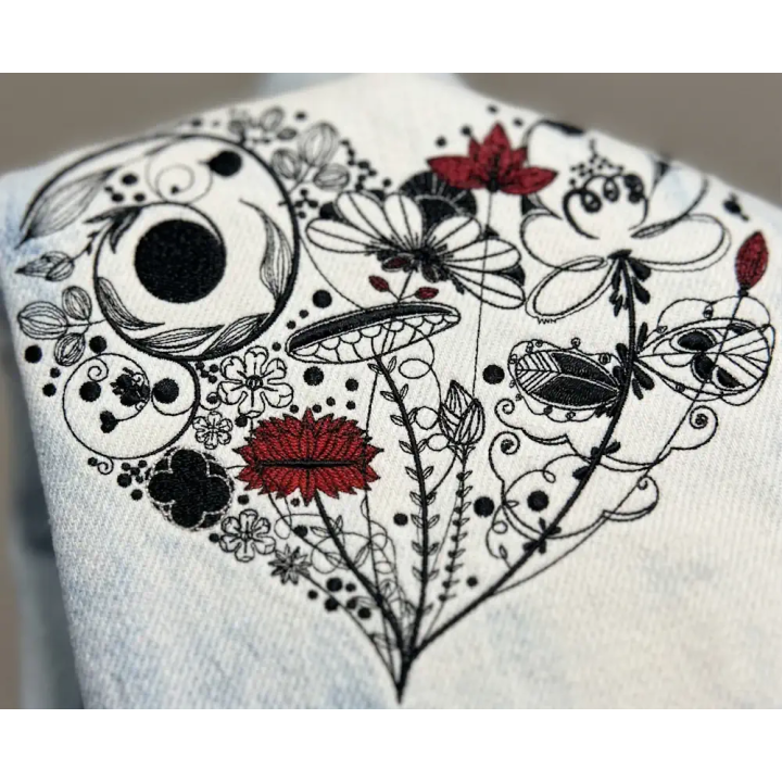 Floral heart 3 embroidery design - Embroidery Design