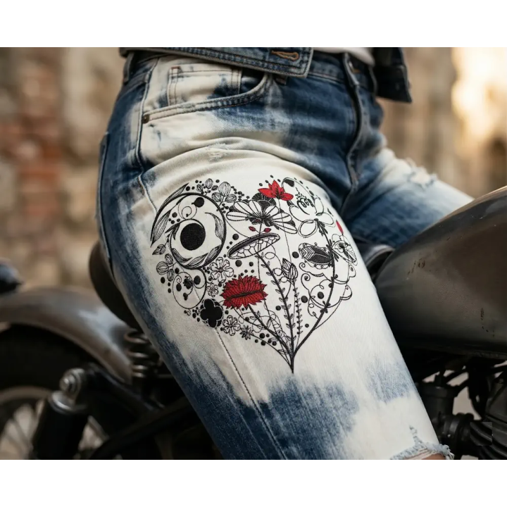 Floral heart 3 embroidery design - Embroidery Design