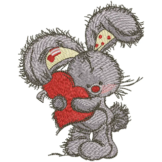 Bunny Hugs Your Heart Embroidery Design