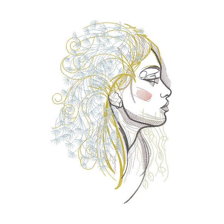 Dandelion lady embroidery design - Embroidery Design