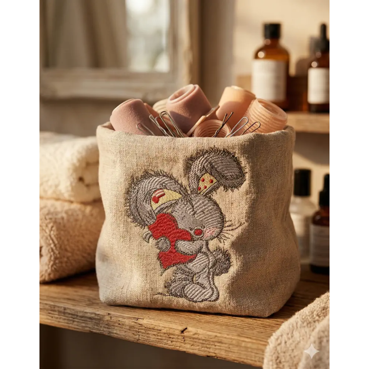 Bunny Hugs Your Heart Embroidery Design