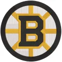 Boston Bruins Spoked-B logo embroidery design featuring the iconic black and gold colors on a textured fabric.
