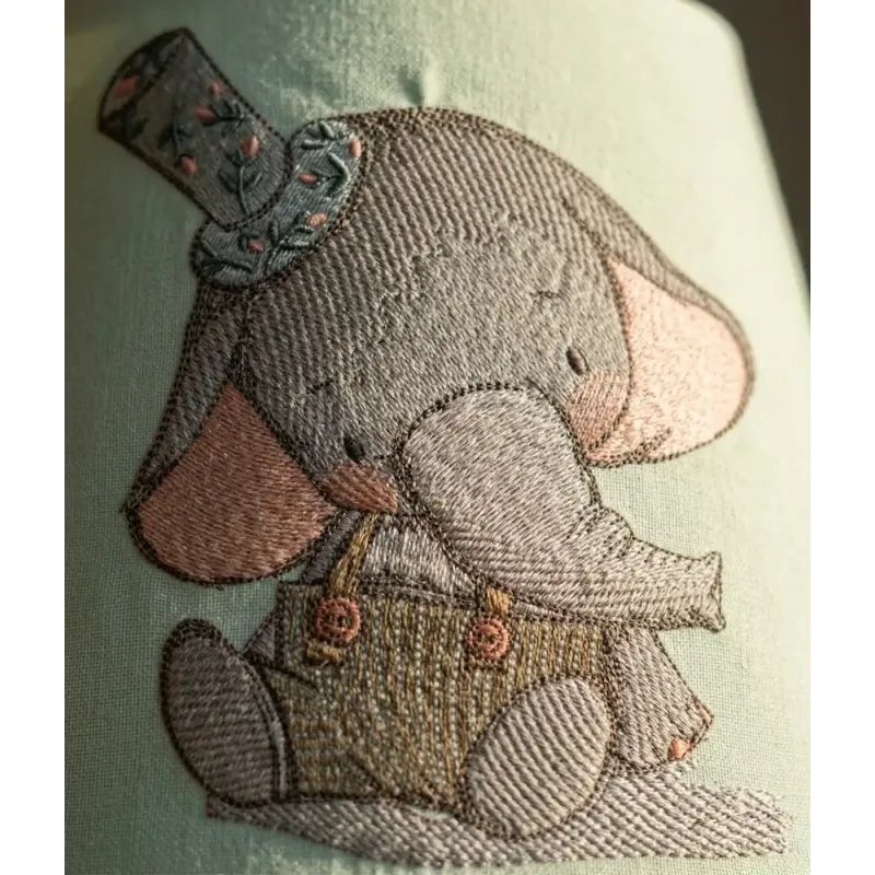 Vintage Style Elephant Embroidery Design for Crafters