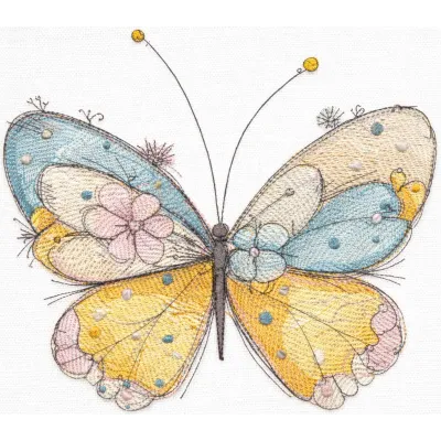 Butterfly crayons embroidery design