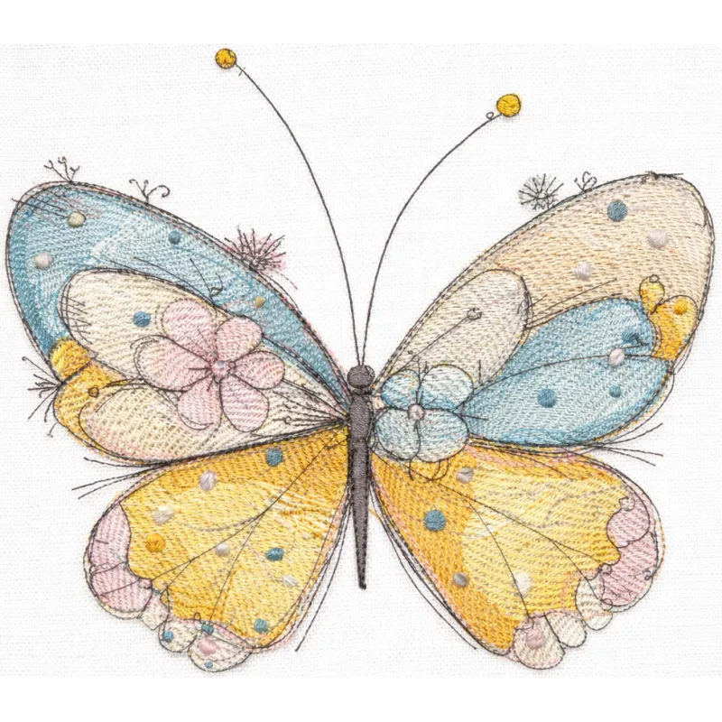Butterfly crayons embroidery design