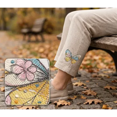 Butterfly crayons embroidery design - Embroidery Design