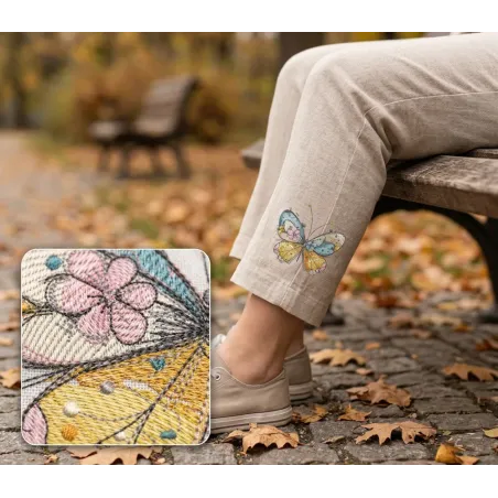 Butterfly crayons embroidery design - Embroidery Design