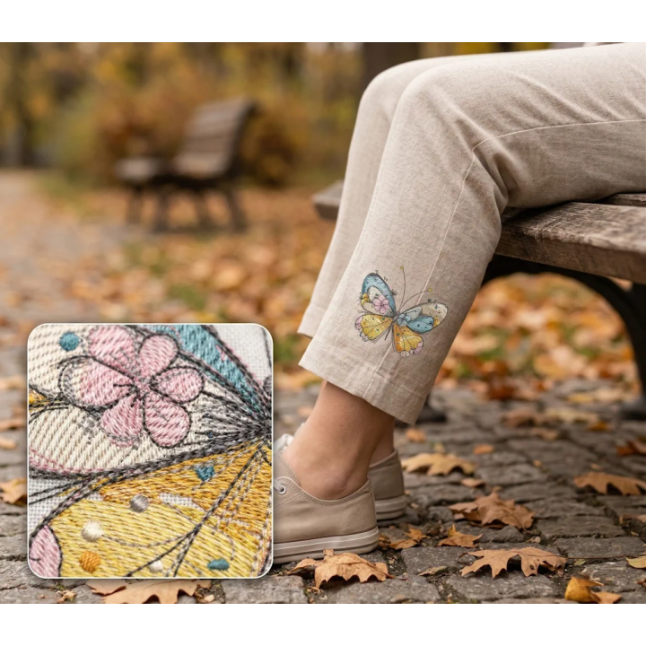 Butterfly crayons embroidery design - Embroidery Design