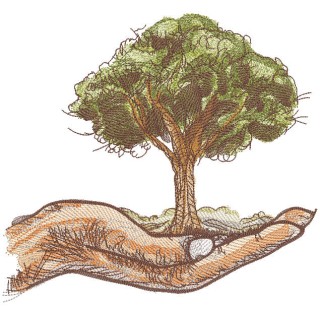 Tree on the palm embroidery design - Embroidery Design