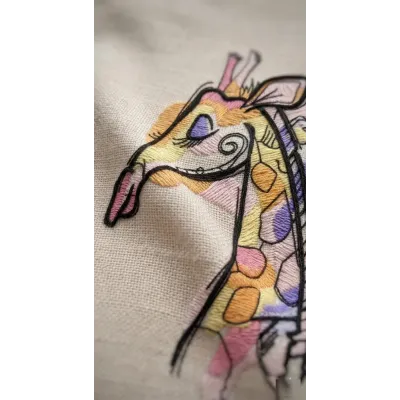 Vibrant Rainbow Giraffe Embroidery Design for You