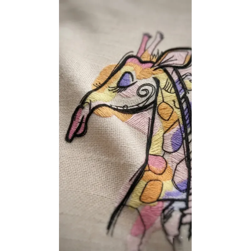 Vibrant Rainbow Giraffe Embroidery Design for You