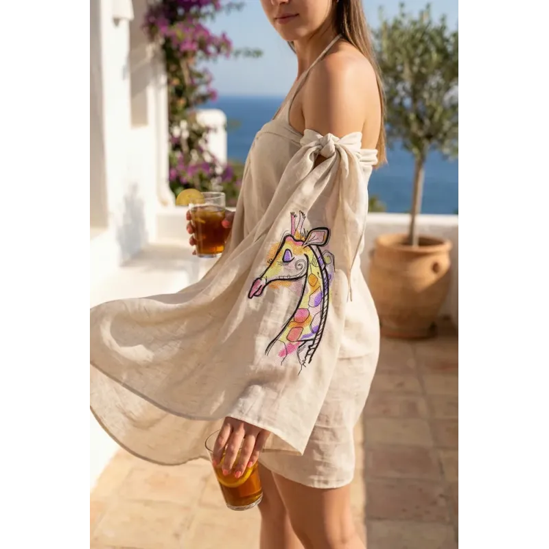 Vibrant Rainbow Giraffe Embroidery Design for You