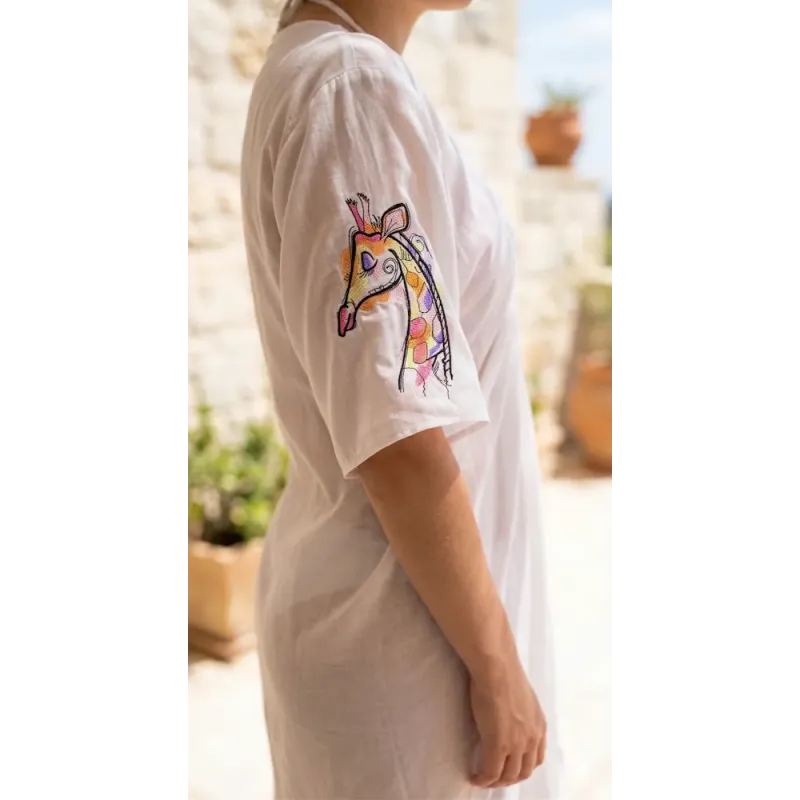 Vibrant Rainbow Giraffe Embroidery Design for You