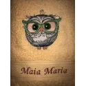 Owl in glasses embroidery design preview showing stitched detail of wise owl wearing spectacles