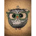 Owl wearing glasses embroidery design preview with stitched details