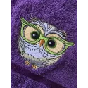 Owl wearing glasses embroidery design preview showing detailed stitching pattern