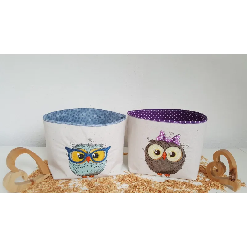 Owl wearing glasses embroidery design preview showing stitched details